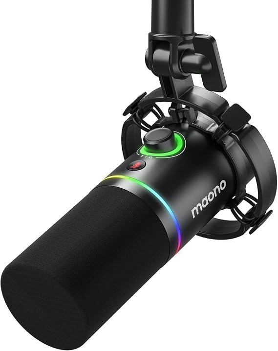 MAONO PD200X XLR/USB Dynamic Microphone, RGB Gaming Mic with Software