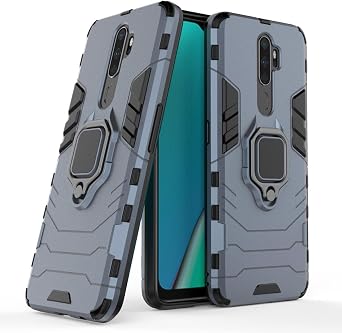 Max Power Digital Magnet Case for Oppo A9 2020 / Oppo A5 2020 Shockproof Hard Phone Cover with Grip, Metal Ring Kickstand Bumper Shell [Compatible with Magnetic Car Mount] (Navy)