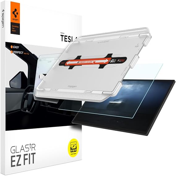 Spigen GlasTR EZ FIT Screen Protector Matte for Cybertruck (2024-2026) | 9H+ Tempered Glass, Auto align tray, Anti-Fingerprint, 1 Pack, Designed for Tesla Cybertruck (2024/2025/2026) 18.5" display