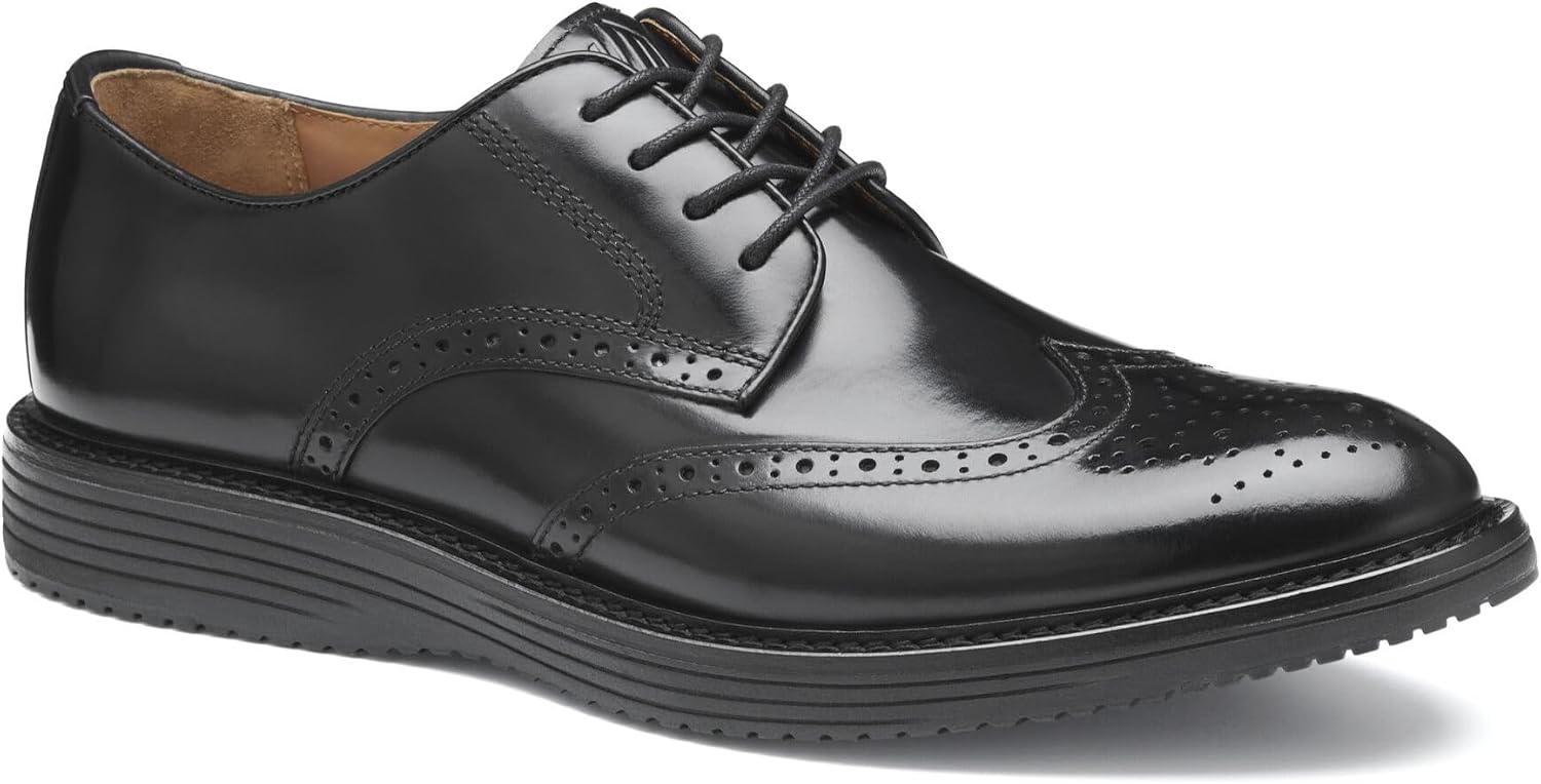 Johnston & Murphy Mens Upton Wingtip Oxford, Black Full Grain, 10