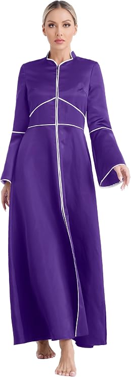 XUNZOO Cassock Dress Robe Church Dress Choir Pastor Minister Coat Clergy Pulpit Liturgical Uniform for Women