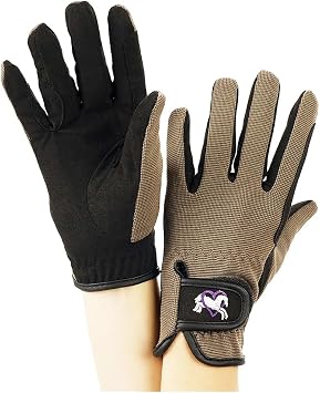 Ovation Child Heart & Horse Gloves,Black/grey,size A 8-10