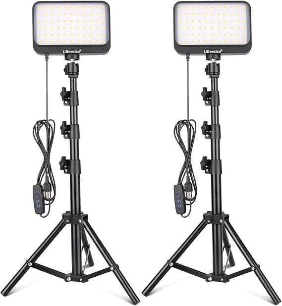 UBeesize LED Video Studio Light Kit - 16 Color Filters, Adjustable Tripod Stand with Ball Head, Photography Lighting for Video Recording