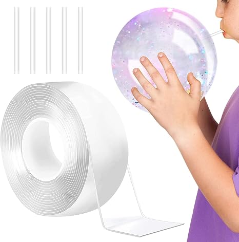 White Creative Nano Tape Bubbles, DIY Multiple Play Methods Intellectual Development Kneading Toys, Double Sided Nano Tape Elastic Bubble DIY Craft Kit, Party Balloons,Decorations