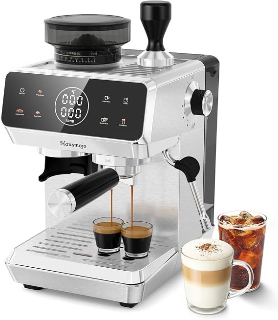 CM1620 Espresso Coffee Machine with Built-in Burr Grinder, 20 Bar Bean-to-Cup Coffee Maker with 44 Grind Settings and Steam Wand, Coffee Machine with Display