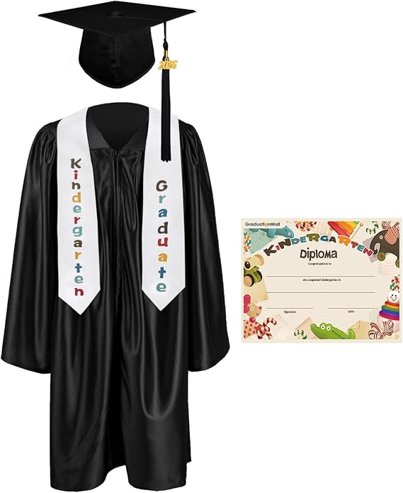 GraduationMall Kindergarten Graduation Cap Gown Stole Package with 2026 Tassel, Certificate