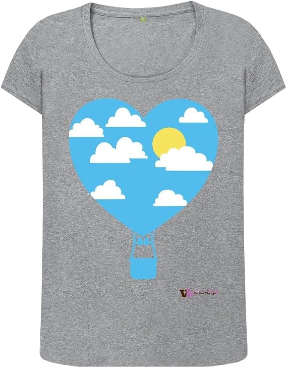 Hot Air Balloon Heart Women's Scoop Neck Tee, Athletic Grey, 18