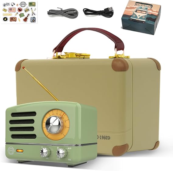 MUZEN OTR Metal Retro Bluetooth Speaker, Small Vintage Radio with FM/AUX