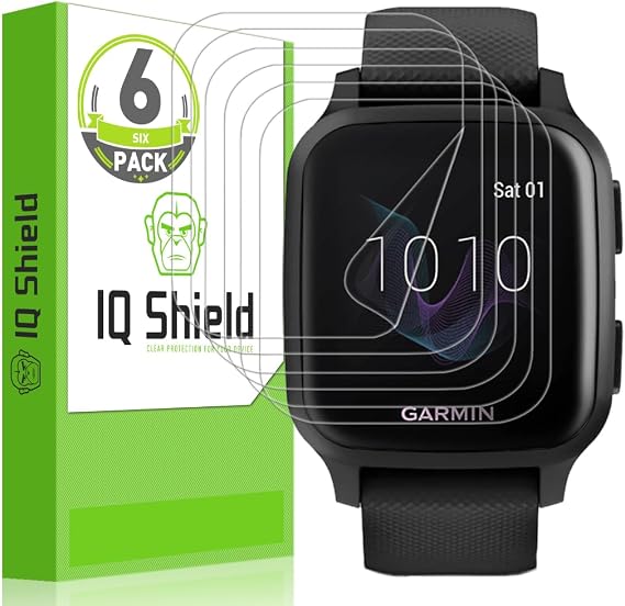 IQShield 6 Pack Screen Protector for Garmin Venu Sq 2 Easy Install, Ultra Thin, Smudge-Resistant, Anti-Scratch, Anti-Bubble, Clear TPU Film