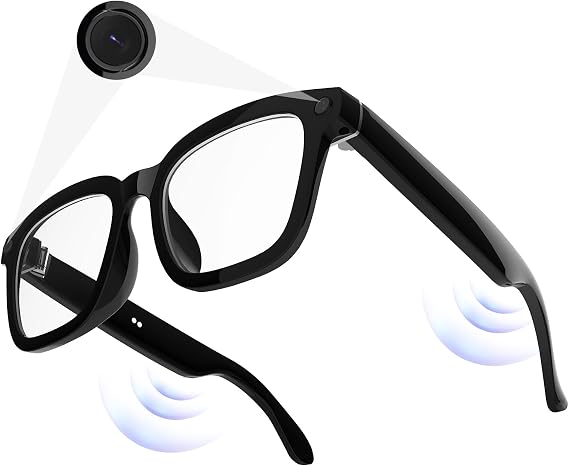AI Smart Camera Glasses 1080P HD - Bluetooth Video Recording Glasses with Voice Control, Wearable Sport Camera Eyeglasses for Driving, Hiking, Outdoor & Open on Computer