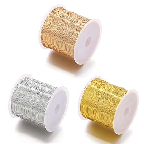 JOYOLA 3 Rolls Copper Jewellery Wire, 100 m Spool Jewellery Wire, 0.3mm Craft Wire, Tarnish Resistant, Light-Resistant and Easy to Cut, Ideal for Jewellery Making & DIY Crafts