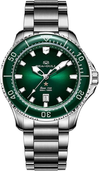 SEA-GULL Men's Automatic Mechanical Diving Watch, Stainless Steel Waterproof Business Dress Luminous Calendar Wrist Watches,41mm,Ocean Series PRO