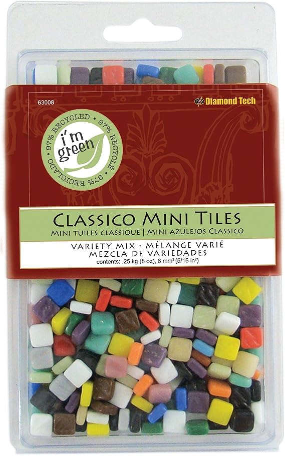 Diamond Tech 8-Ounce Jennifer's Mosaics Assorted Classico Glass Tile, Mini