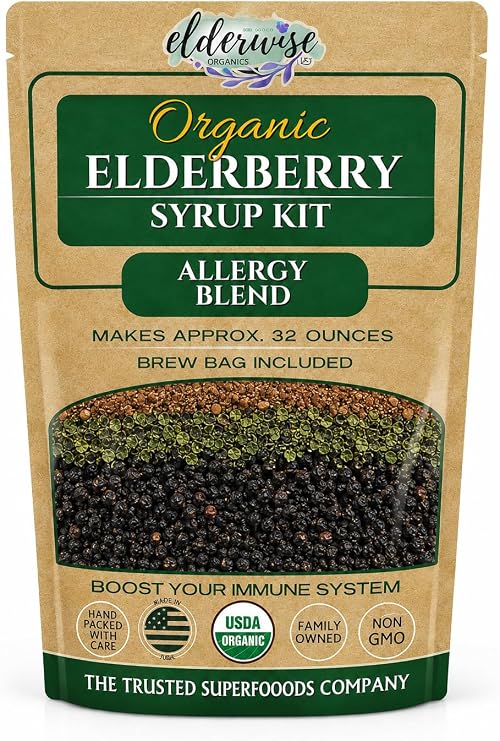Elderwise DIY Elderberry Syrup Kit, Allergy Support, Makes 32oz