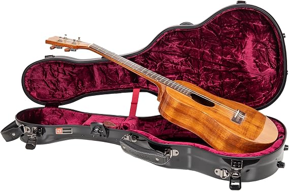 Crossrock CRF1000TUBK Hardshell Fiberglass Tenor Ukulele Case, Thick Padded, 4 Latches, Glossy Finish in Black