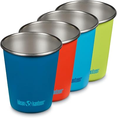 Klean Kanteen 10 oz Stainless Steel Cup - Drinkware Set - Stackable, Reusable Cup - Great as Camping Cups - Dragon Tails, Pack of 4