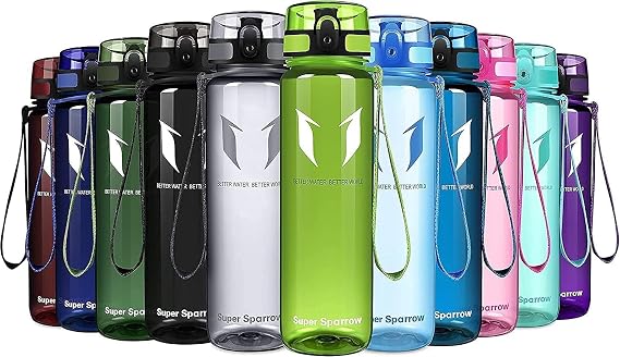 Super Sparrow Water Bottle - 12 oz/17 oz/25 oz/32 oz - BPA Free Tritan Water Bottles - One Touch Opening - Leak-proof Plastic Bottle - Kids Water Bottle for Office, Gym, Outdoor, Sports
