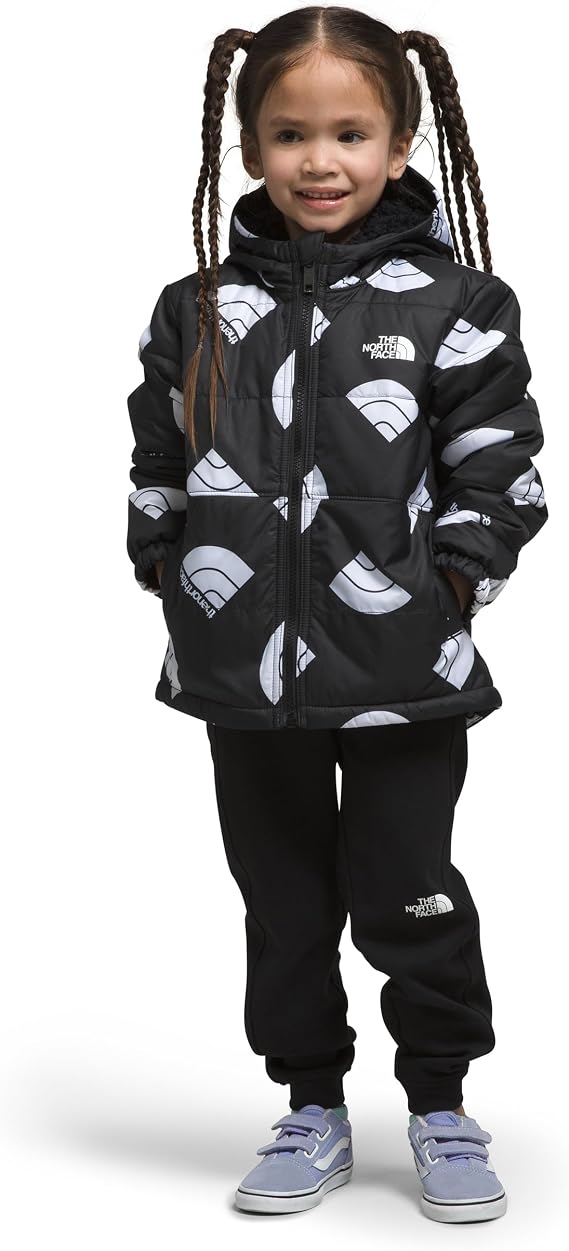 THE NORTH FACE Boys' Reversible Mount Chimbo Full Zip Hooded Jacket, TNF Black Next Gen Logo Print,3
