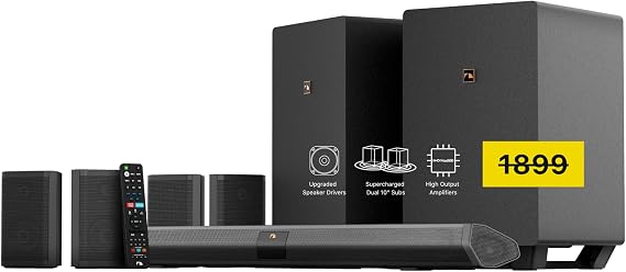 Shockwafe 9.2.4 Dolby Atmos/DTSX Surround Soundbar Sys-Dual 10" Subs*1300W