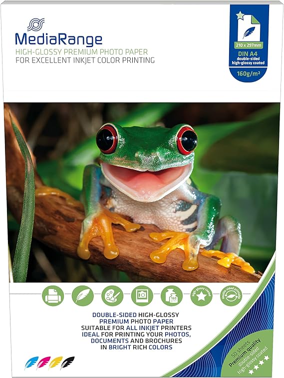 MediaRange MRINK108 A4 160 g/m² 50 Sheets Glossy Photo Paper