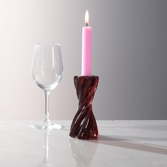 Twizzle Twist Candle Holder, Decorative Candle Holder for Table Display, Romantic Decoration, Unique Home Decor Aesthetic, Housewarming Gift, Candle Stand Height 5.7 inches Brown - Resin
