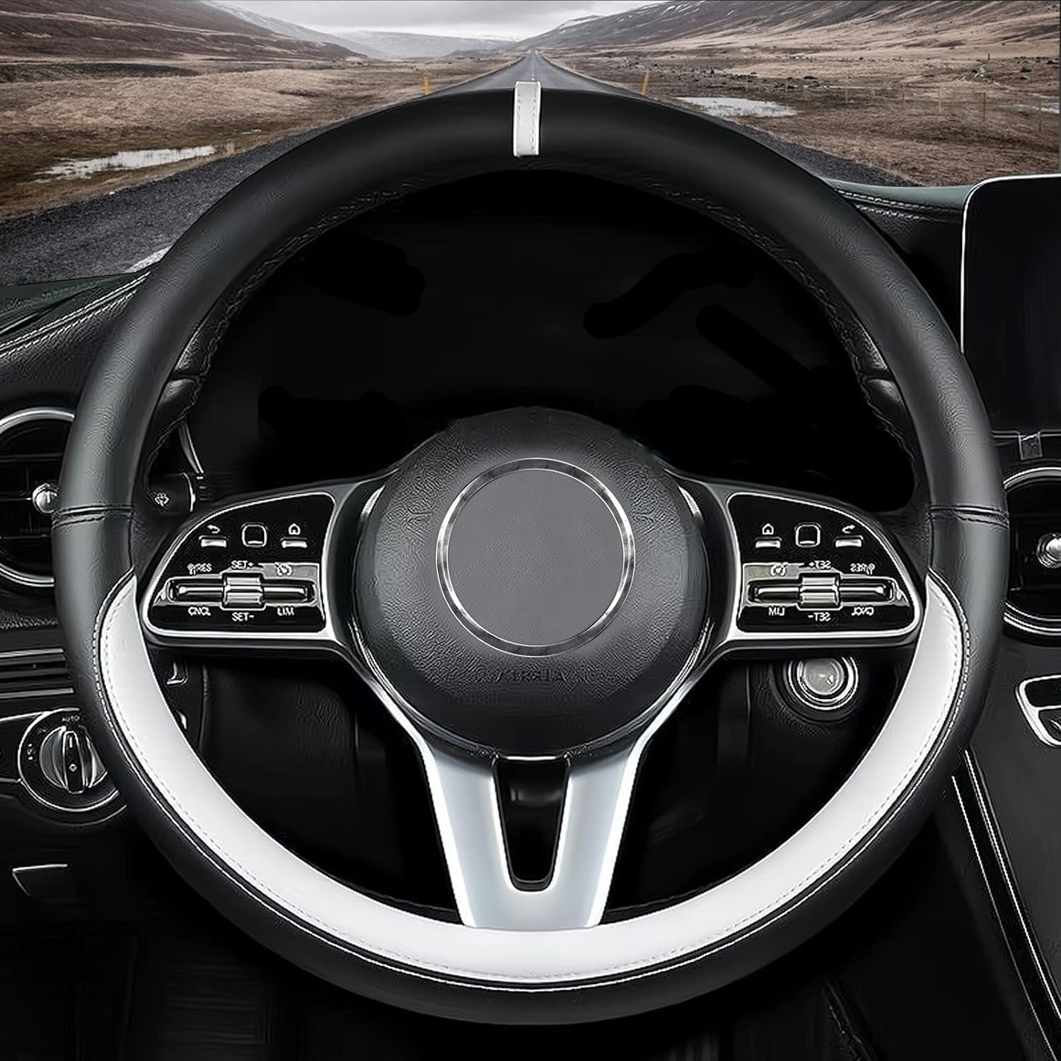 Custom fit for Infiniti Car Steering Wheel Cover, Nappa Leather Non-Slip Steering Wheel Cover, Designed for Infi-niti Interior Accessories White,for Infiniti
