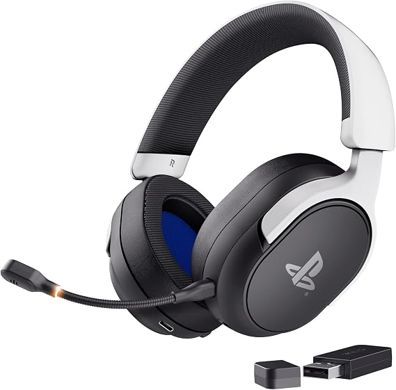 GXTrust 499BW Forta Wireless Gaming Headset [Officially Licensed for PlayStation 5], Ultra-low Latency, 2.4G USB Receiver, 50mm Drivers, 55h Playtime,