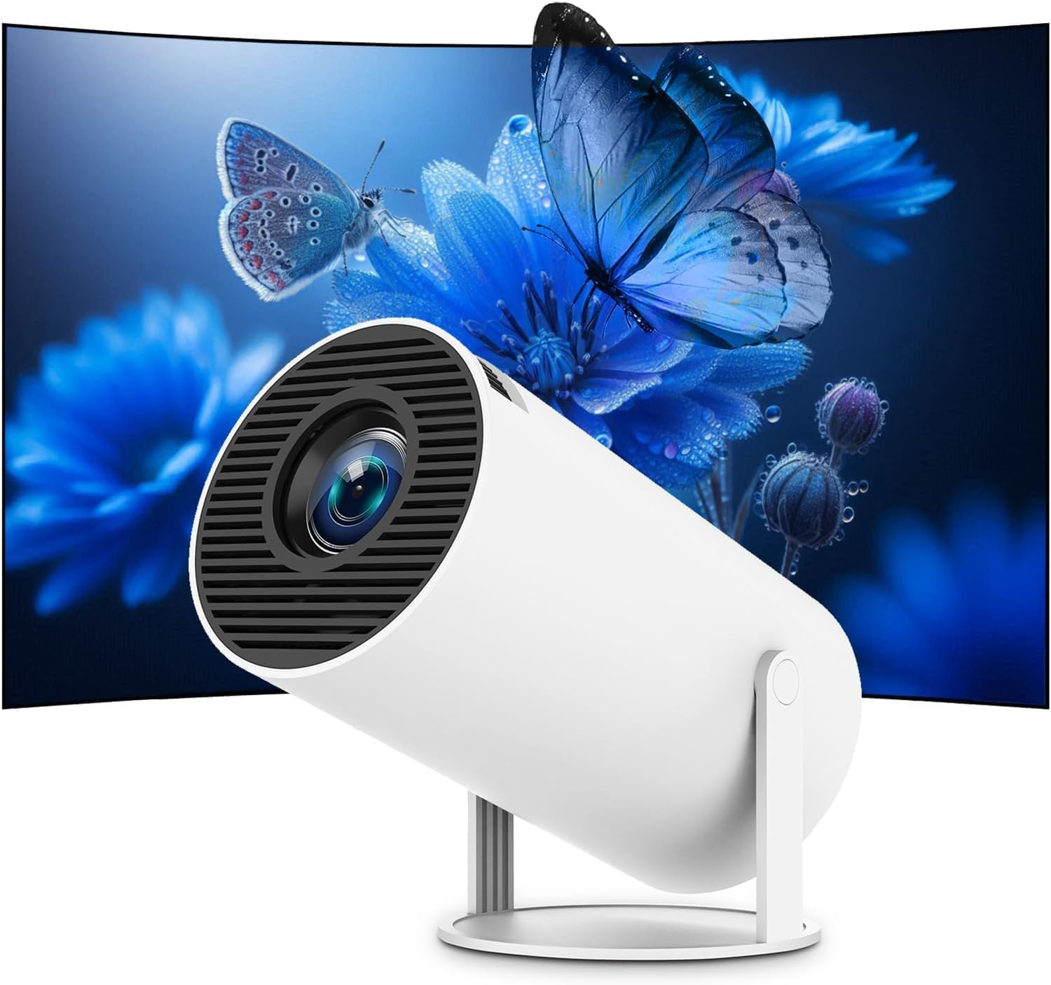 Mini Portable Projector 4K 1080P Full HD Compatible with Android 11 and Netflix, WiFi 6, BT 5.0, 180° Rotation, Small Home Theater Projector with Auto Trapezoidal Correction