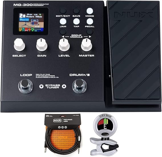 NUX MG-300 Multi Effects Pedal Bundle with MXR 20ft Cable and Snark Tuner, (MG300Bundle)