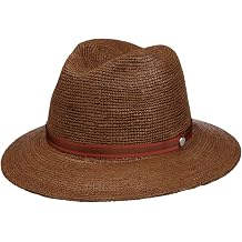 Borsalino Packable Crochet Raffia Hat Women/Men Brown 7 1/4-7 3/8