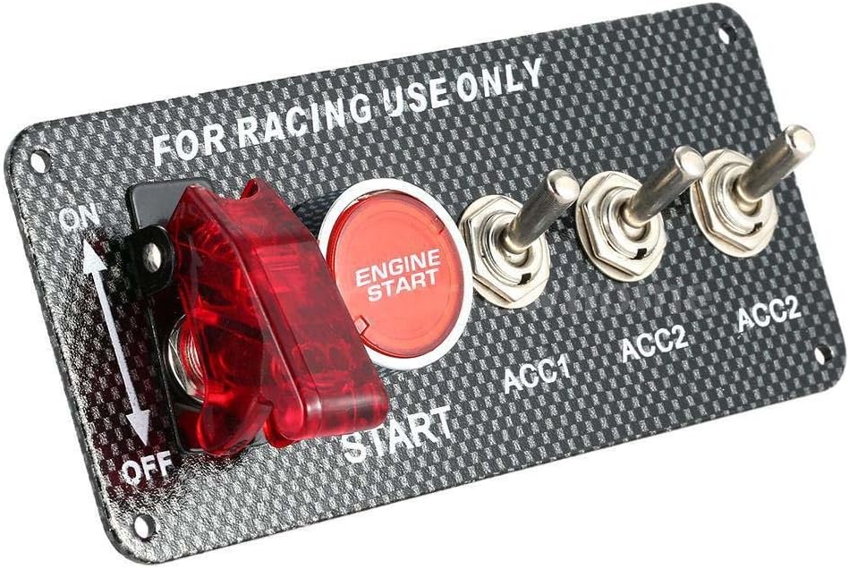12V Car Ignition Switch Engine Start Push Button 3 Toggle Racing Panel