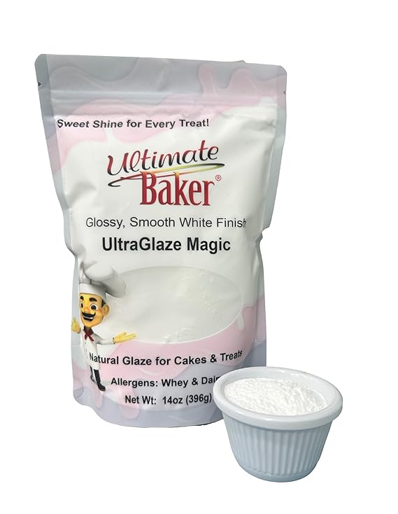 Ultimate Baker UltraGlaze Powder (14oz) All-Natural Mirror Glaze for Cakes, Donuts, Pastries & Desserts Tapioca-Based, Gluten-Free, Ready-to-Use Baking Essential (Sparkle)