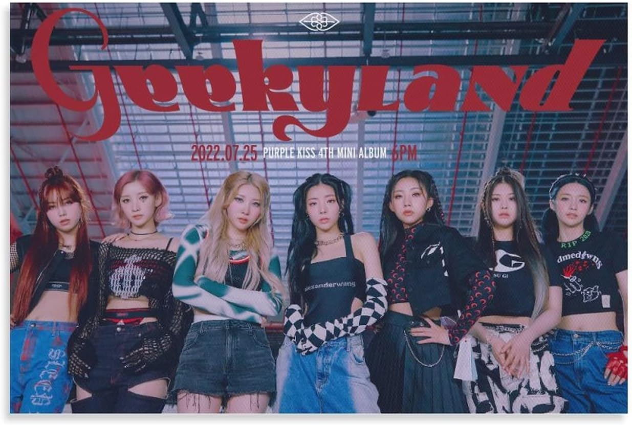 Purple Kiss 『 Geekyland 』Nerdy Ver.3 Concept Kpop Girl Group Band Idol Cover Art Canvas Poster Bedroom Decor Sports Landscape Office Room Decor Gift 20x30inch50x75cm