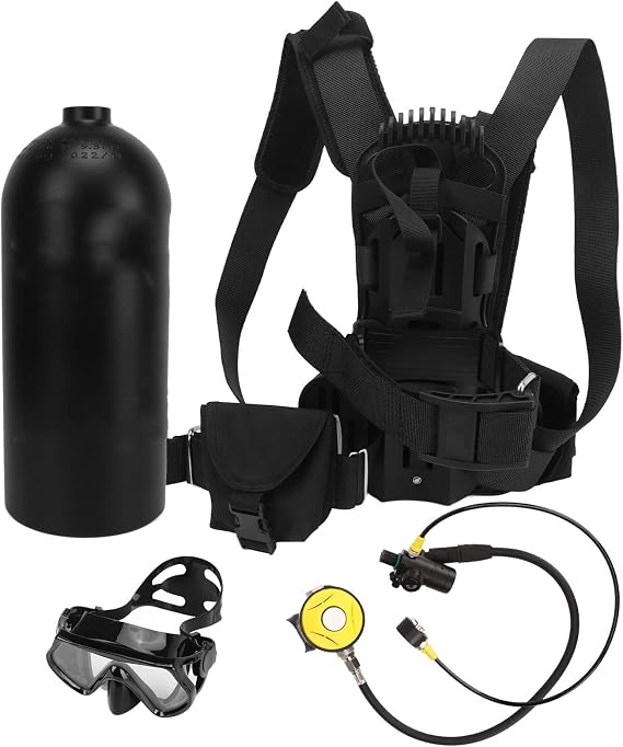 Dive Portable Lungs Kit Diving Glasses Scuba Tank Backpack Breathing Tube Diving Bottle Mini Diving Equipment for Underwater Scuba Tank Professional Divers Diving Amateurs (3L)