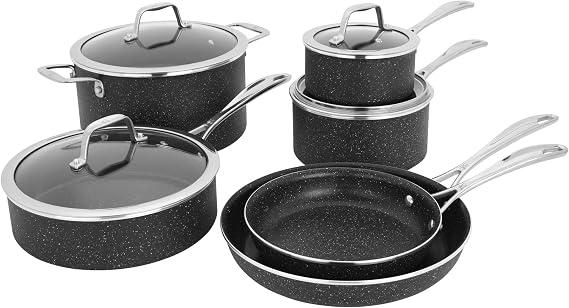 Henckels Made in Italy, Granitium Notte 10-piece Nonstick Cookware Set, Black