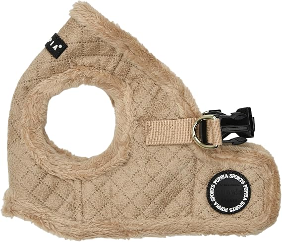 Puppia Douglas Vest Dog Harness Step-in Warm Winter Diamond Pattern for Small and Medium Dog, Beige, Large