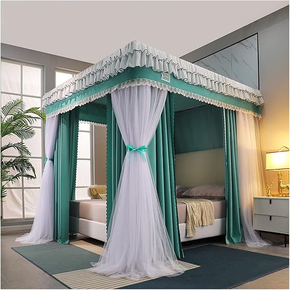 Bed Canopy Luxury Bed Curtain, 1.5m/1.8m/2m Bed Decoration Bed Canopy, with Mounting Bracket, Double-Layer Encrypted Mosquito Net Dustproof and Shading (Color : D, Size : 150x200x200cm)