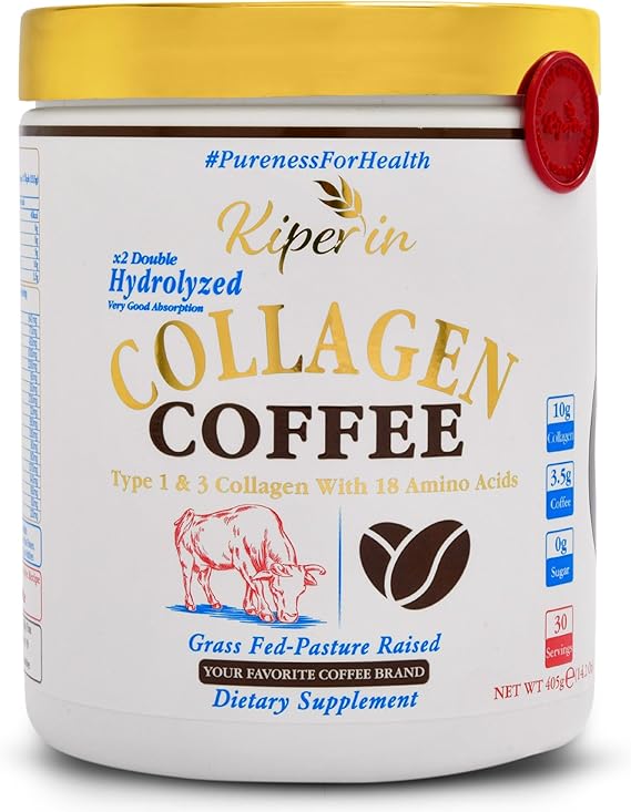 Kiperin Coffee Collagen%100 Doğal Kahve ve Saf Hidrolize Kolajen Peptit (Tip 1 & 3) - Saç, Cilt ve Tırnak Desteği - Şekersiz ve Katkısız - 300g