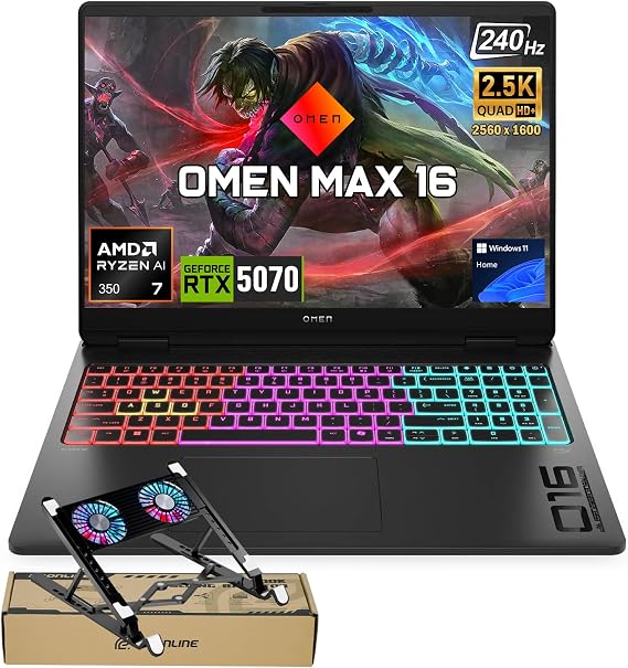 HP Omen MAX 16 5070 & AMD Ryzen AI 7 350 Gaming Laptop, 16GB DDR5 + 1TB SSD