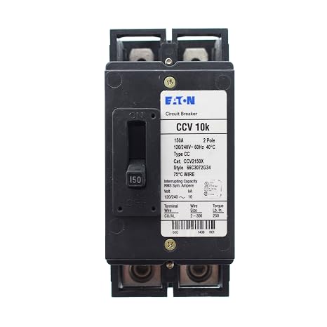CUTLER HAMMER CCV2150X 10 KAIC, 120240 V, 150 A, 20 AWG-300 KCMIL CUAL, CCV, Load Side TERMINALS, Tenant Main Circuit Breaker, Two-Pole, Type CCV Tenant Main Circuit Breaker, Type ECC Unit ENCLOSURES