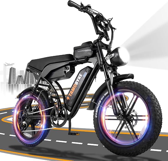 Tamobyke Electric Bike for Adults, Powerful 1000-2000W Motor, 20-24'' Fat Tire Ebikes, 48V15.6-31.2AH Battery,28-34MPH Speed, Full Suspension Hydralic Brakes Electric Dirt Bike