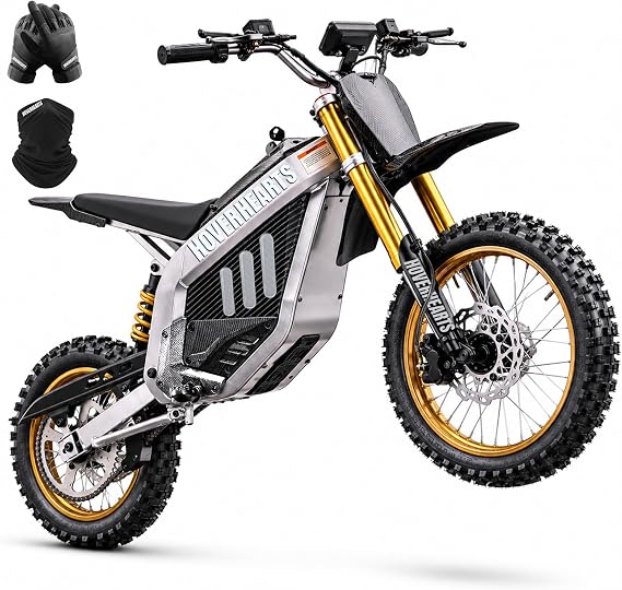 HOVER HEART Electric Dirt Bike for Teens Adults, Ebikes for Adults, E-Bike, E Dirt Bike,14"/12" Fat Tires 42MPH 3000W 48V/30AH LFP Electric Motorcycle, Suspension Off-Road Mountain Bike (White)