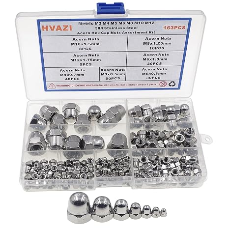 Metric M3-M12 304 Stainless Steel Hex Acorn Cap Nuts Fasteners Kit