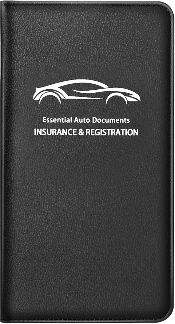 Giftguys Car Insurance and Registration Card Holder | for BMW Ford Tesla Cadillac All Cars | Store Cards, ID License & Essential Documents | Premium Leather with Magnetic Closure