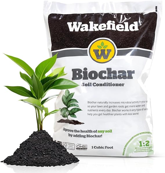 Wakefield BioChar Premium Garden Soil Conditioner OMRI Listed, Bio Char for Raised Gardens, Potting Mix, Lawns 1 cu/ft (25 pounds)