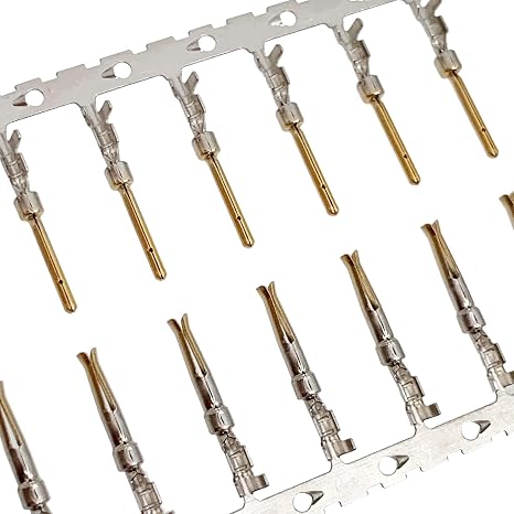 200pcs 100Pairs Gold Tin Plated D-Sub Crimp Pins, 2mm Male & Female