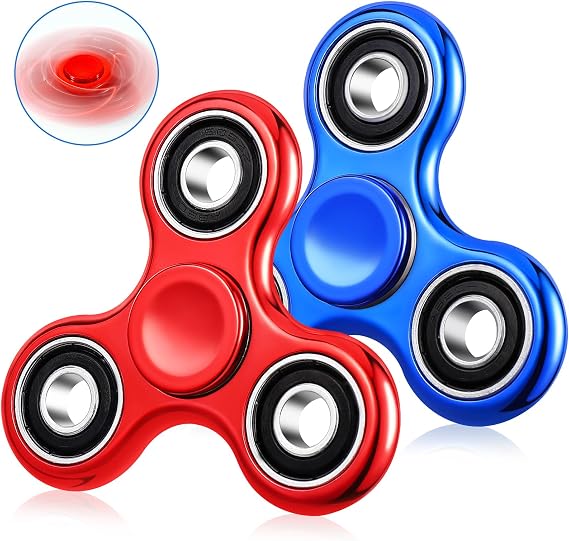 Gigilli 2Pcs Fidget Spinner for Kids Adults Stress Relief Sensory Fidget Toys Cool Electroplated Fidget Spinners ADHD Autism Birthday Goodie Bag Stuffers for Kids, Classroom Prizes for Boys Girls