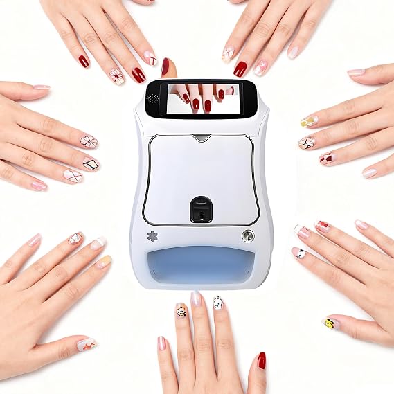 Smart Nail Art Printer Machine Kit,Professional 3D Nail Printing Device with 5'' Touchscreen&APP Control,4800DPI High-Resolution,AI Nail Shape Recognition,10s Fast Printing,UV Curing Printer