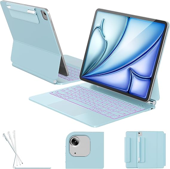 RAYMCRAFT for iPad Air 13 / Pro 12.9 Case Keyboard, Magnetic Floating Stand