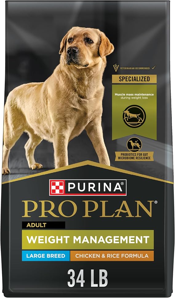 Purina Pro Plan Weight Management Large Breed Dog Food, Chicken, 34 lb Bag